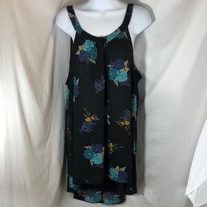 Torrid Women’s Sleeveless Black Halogen Floral High Low Mini Dress, Size 2